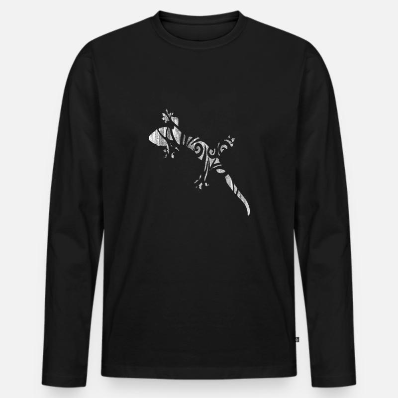 Gecko - Männer Premium Bio Langarmshirt - Schwarz