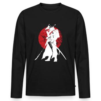 Samurai Warrior Sword Retro Japanisch - Männer Premium Bio Langarmshirt - Schwarz - Vorne - Nico (187cm)