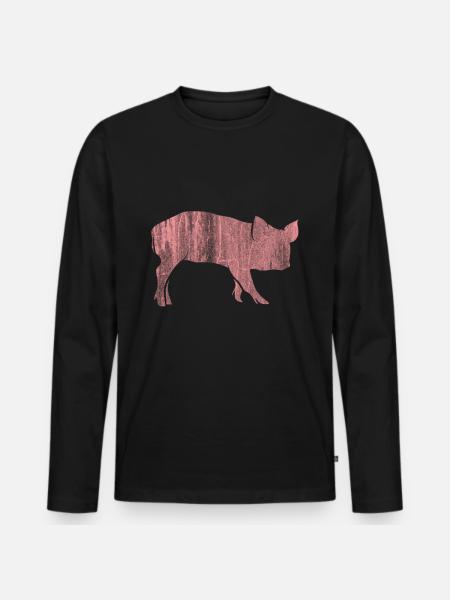 porc - T-shirt manches longues Premium bio Homme - noir