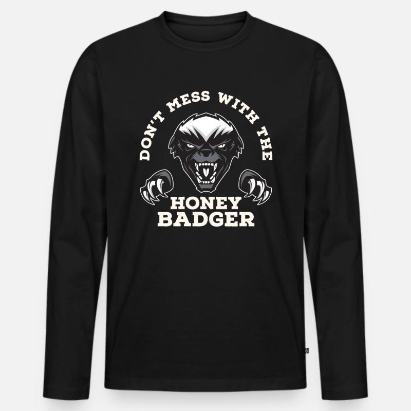 Honigdachs Raubtier - Männer Premium Bio Langarmshirt - Schwarz