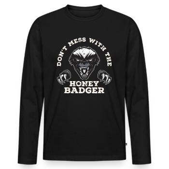 Honigdachs Jäger - Männer Premium Bio Langarmshirt - Schwarz - Vorne - Nico (187cm)