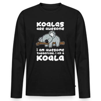 Koala - Männer Premium Bio Langarmshirt - Schwarz - Vorne - Nico (187cm)