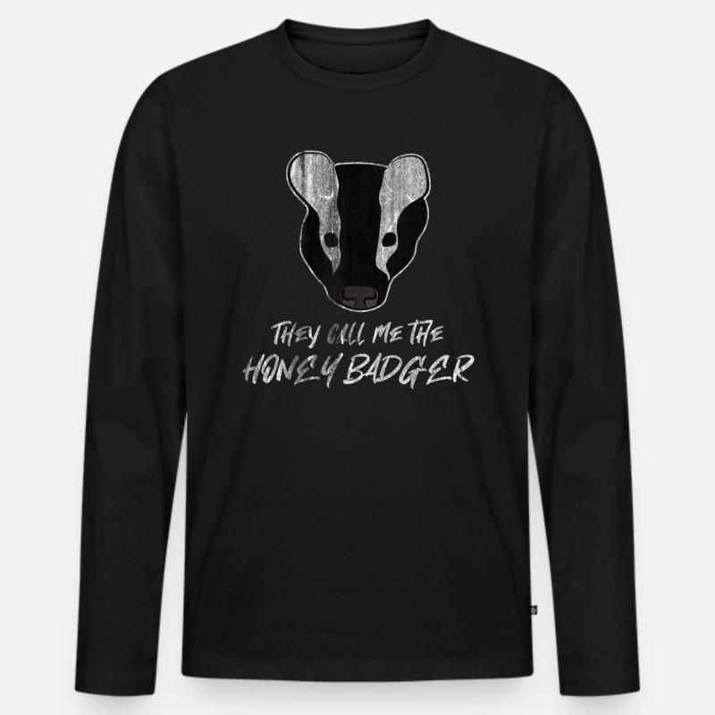 Honigdachs Honig - Männer Premium Bio Langarmshirt - Schwarz
