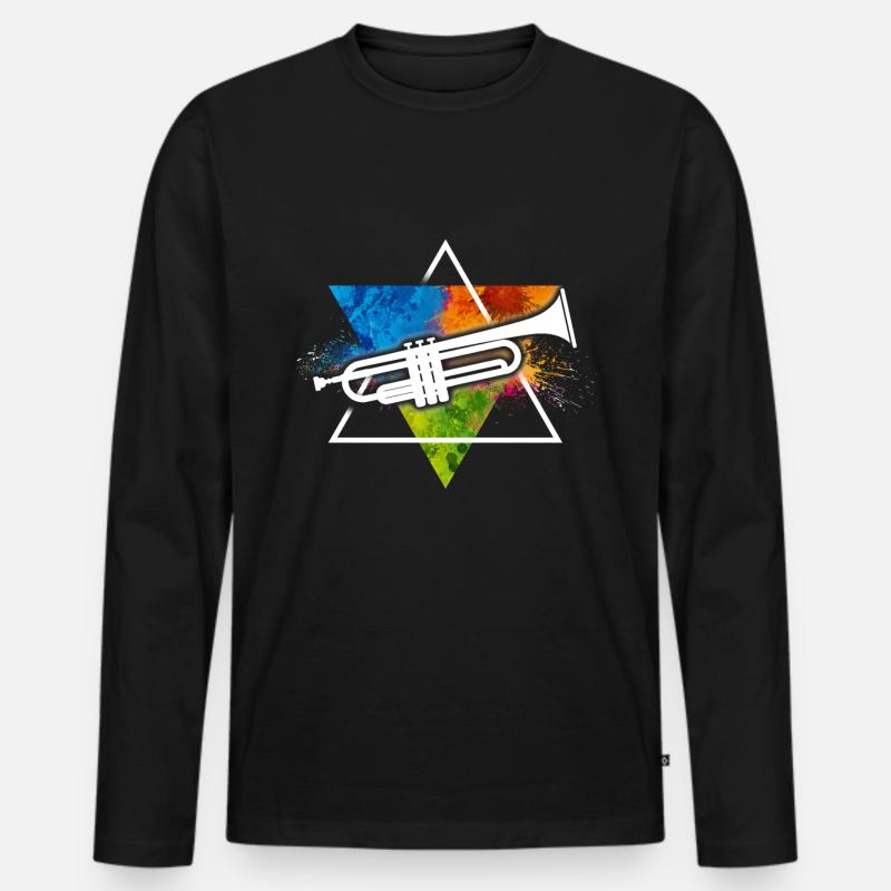 Trompete - Männer Premium Bio Langarmshirt - Schwarz