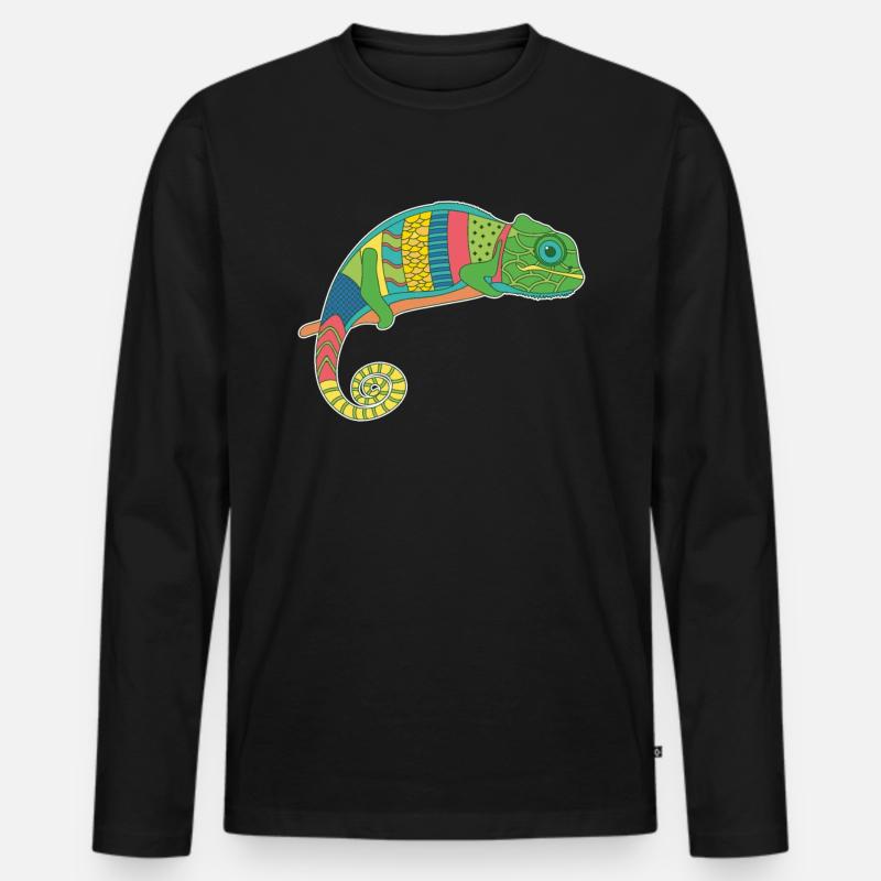 Chameleon Bunt - Männer Premium Bio Langarmshirt - Schwarz