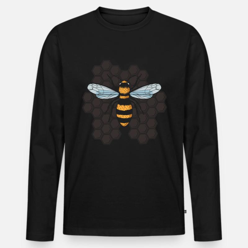 Biene - Männer Premium Bio Langarmshirt - Schwarz