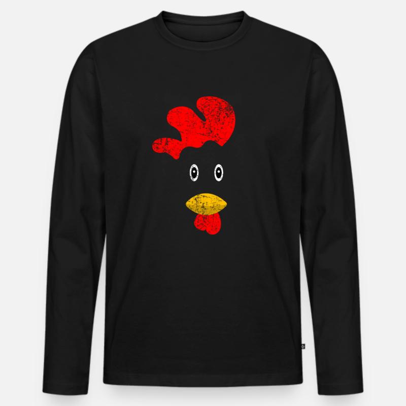 Huhn - Männer Premium Bio Langarmshirt - Schwarz