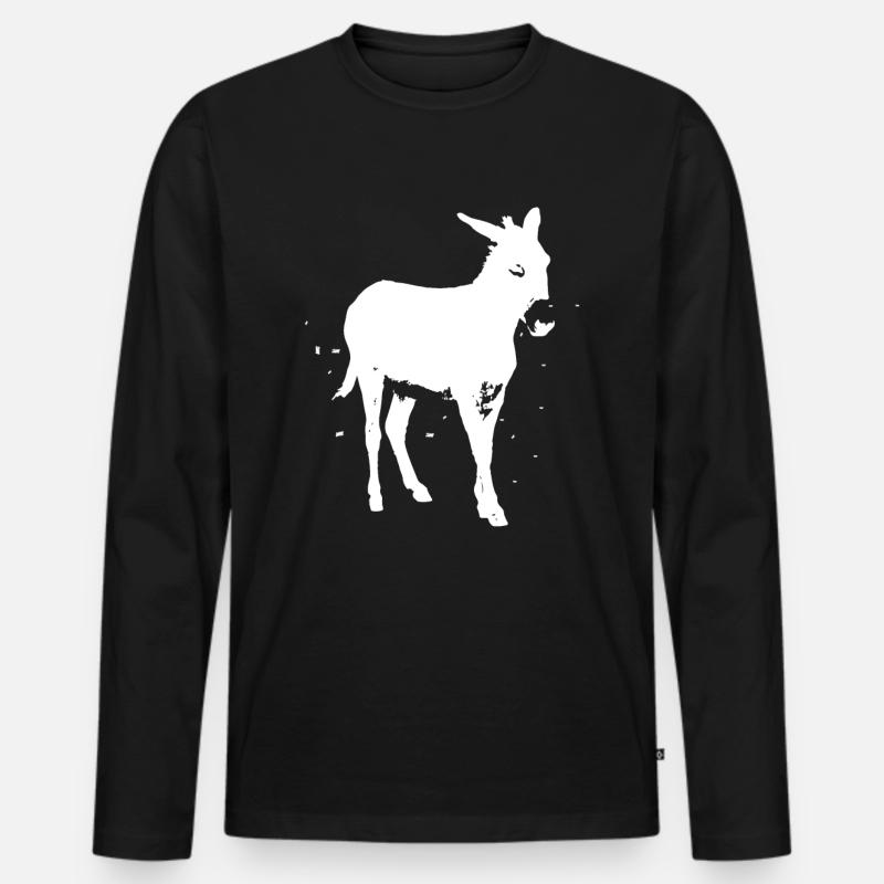 Esel - Männer Premium Bio Langarmshirt - Schwarz