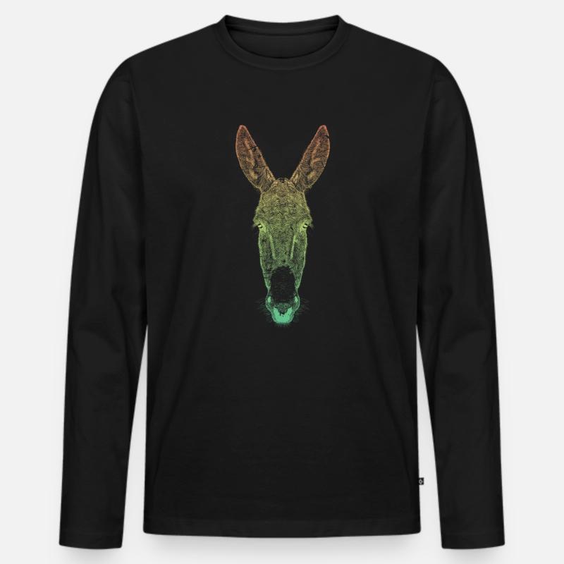 Esel - Männer Premium Bio Langarmshirt - Schwarz