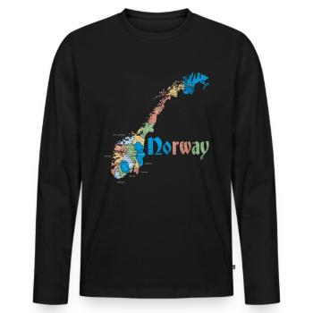 Norway Scandinavia - Men's Premium Organic Long Sleeve Shirt - black - Front - Nico (187cm)