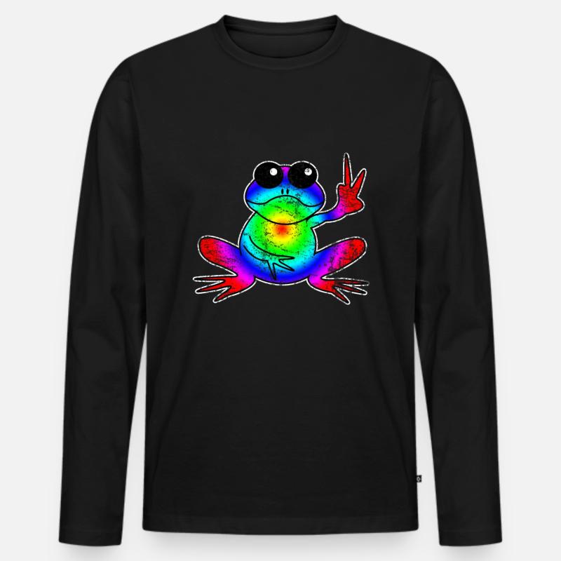 Frosch - Männer Premium Bio Langarmshirt - Schwarz