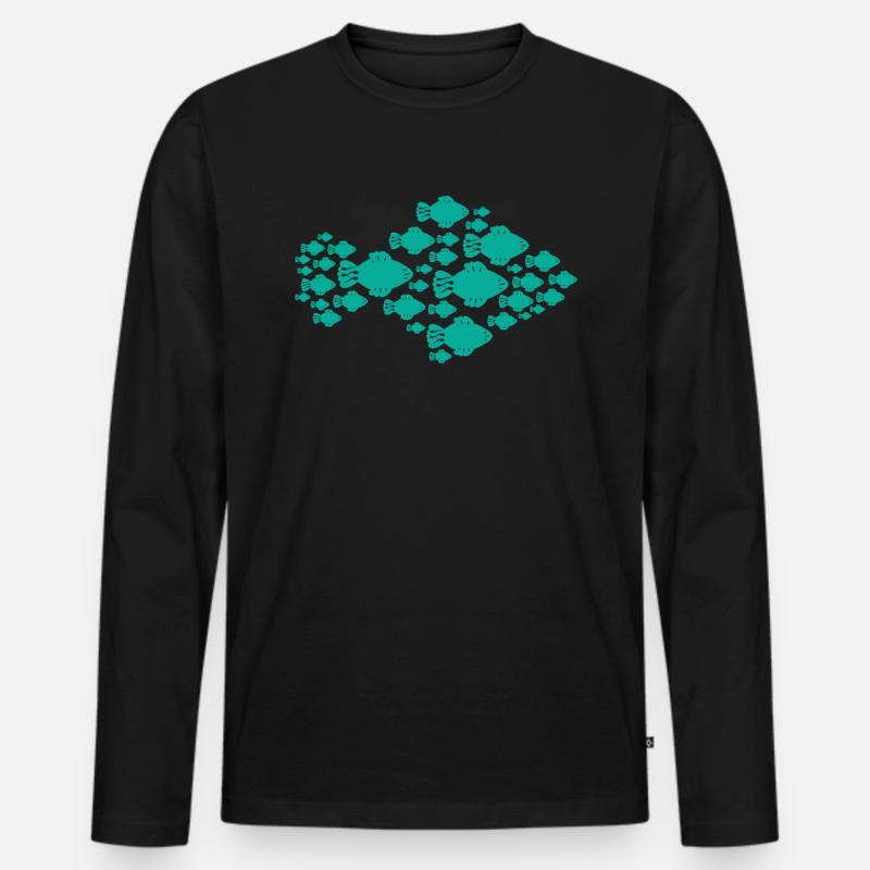 Fisch Tiere - Männer Premium Bio Langarmshirt - Schwarz