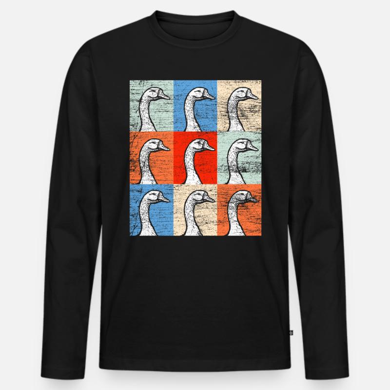 Gans - Männer Premium Bio Langarmshirt - Schwarz