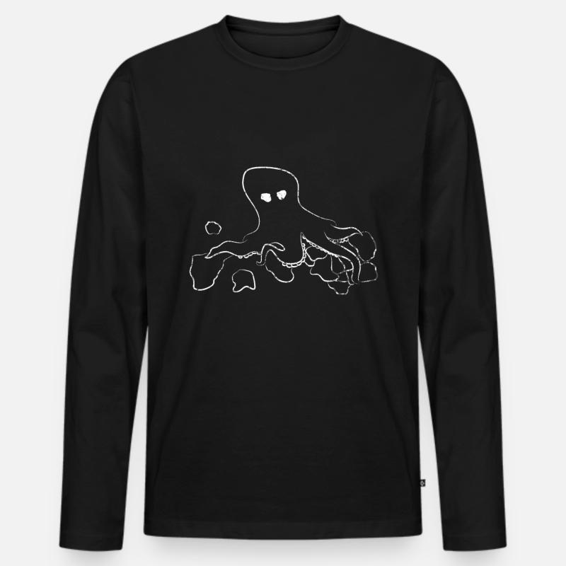 Oktopus - Männer Premium Bio Langarmshirt - Schwarz
