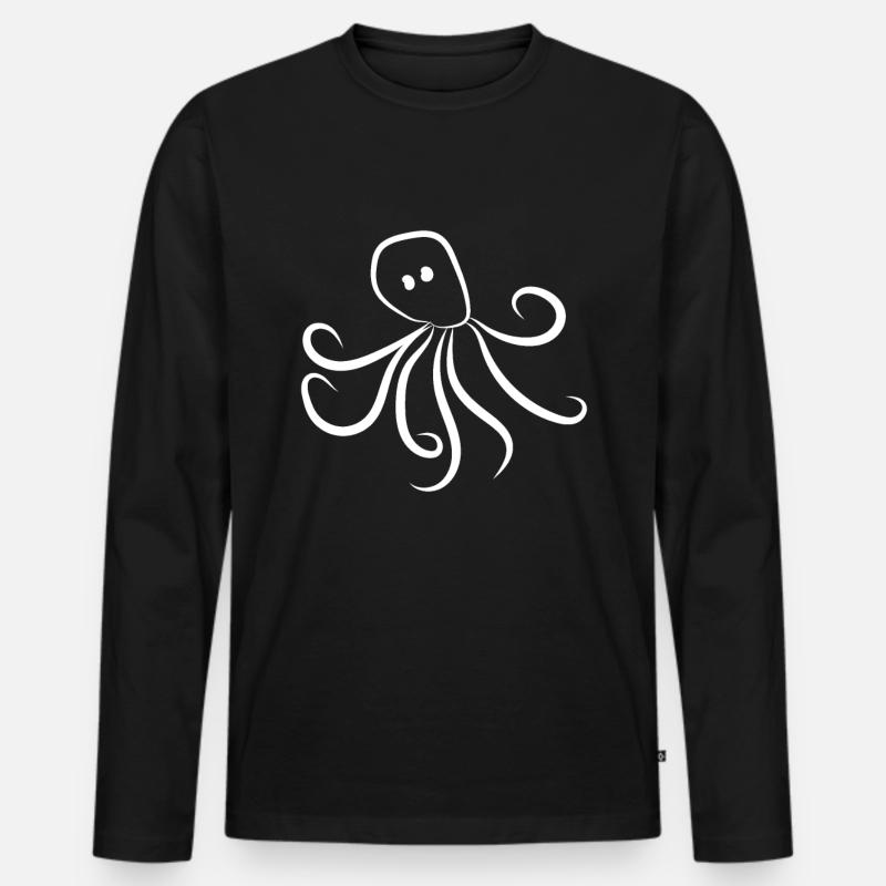 Oktopus - Männer Premium Bio Langarmshirt - Schwarz