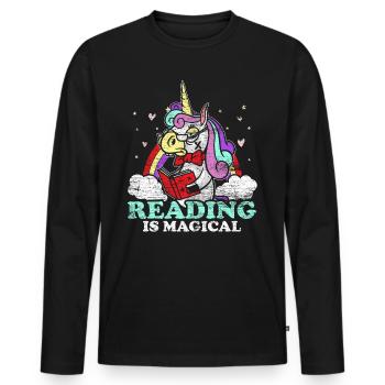 Lesen - Männer Premium Bio Langarmshirt - Schwarz - Vorne - Nico (187cm)