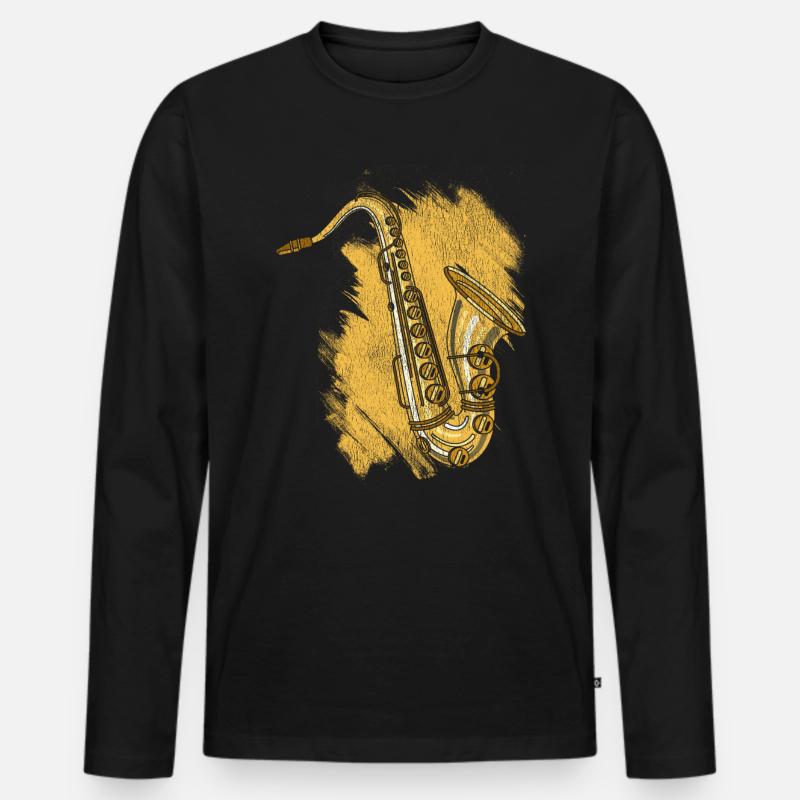 Saxophon - Männer Premium Bio Langarmshirt - Schwarz