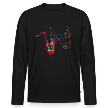 Saxophone musical instrument - Men's Premium Organic Long Sleeve Shirt - black - Front - Nico (187cm)