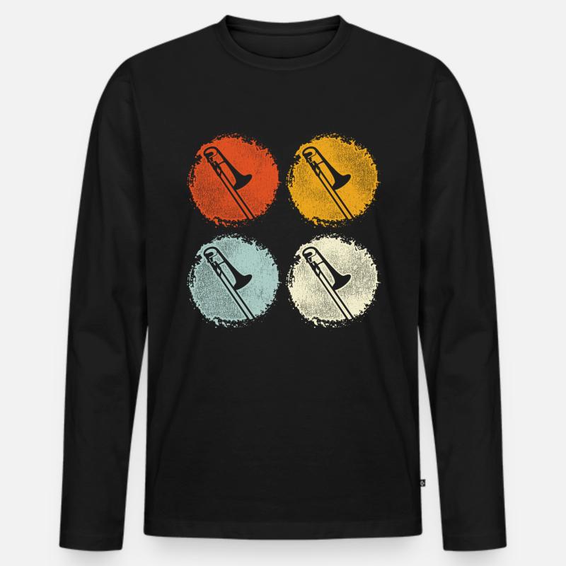 Posaune - Männer Premium Bio Langarmshirt - Schwarz