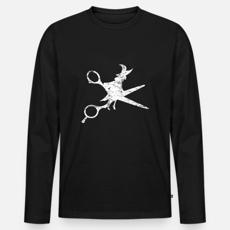 Friseurin Hexe - Männer Premium Bio Langarmshirt - Schwarz