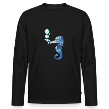 Hippocampes créatures marines - T-shirt manches longues Premium bio Homme - noir - Devant - Nico (187cm)