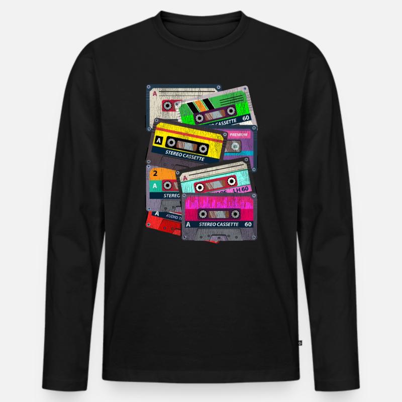 80er Kassette - Männer Premium Bio Langarmshirt - Schwarz