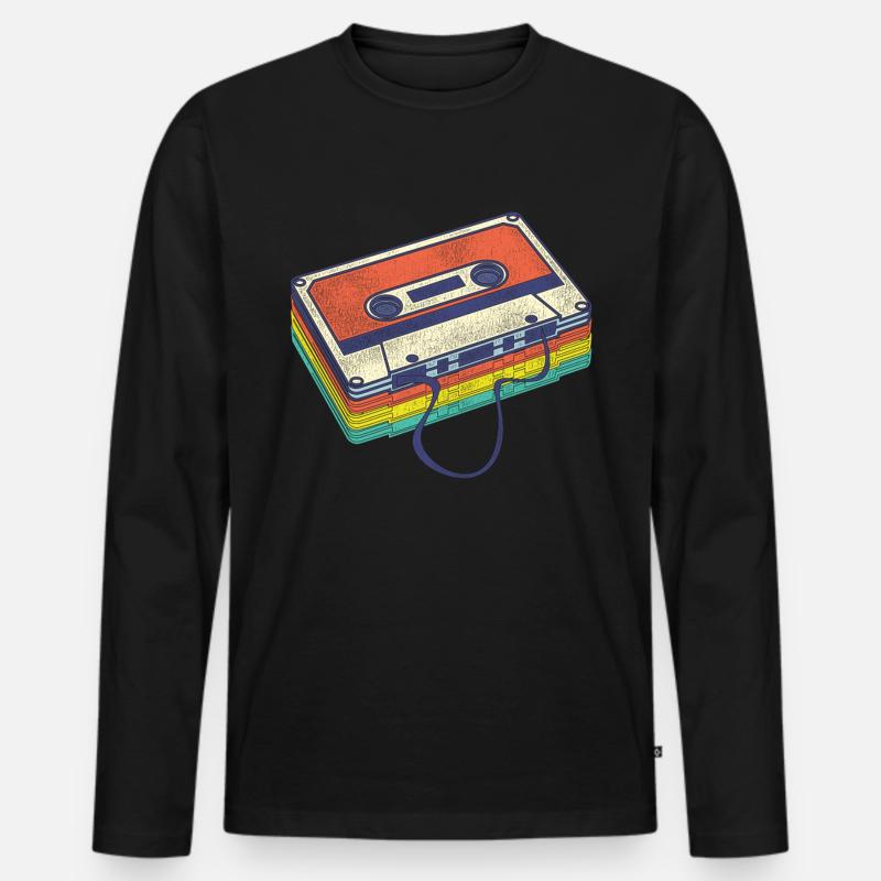 80er - Männer Premium Bio Langarmshirt - Schwarz