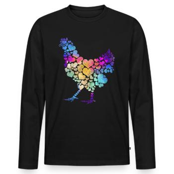 Chicken Love Gift - Men's Premium Organic Long Sleeve Shirt - black - Front - Nico (187cm)