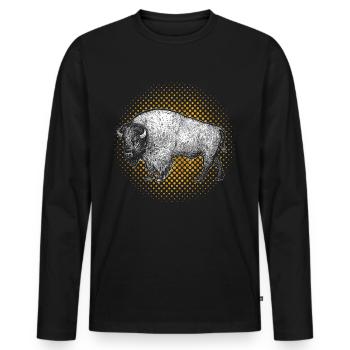 buffle - T-shirt manches longues Premium bio Homme - noir - Devant - Nico (187cm)