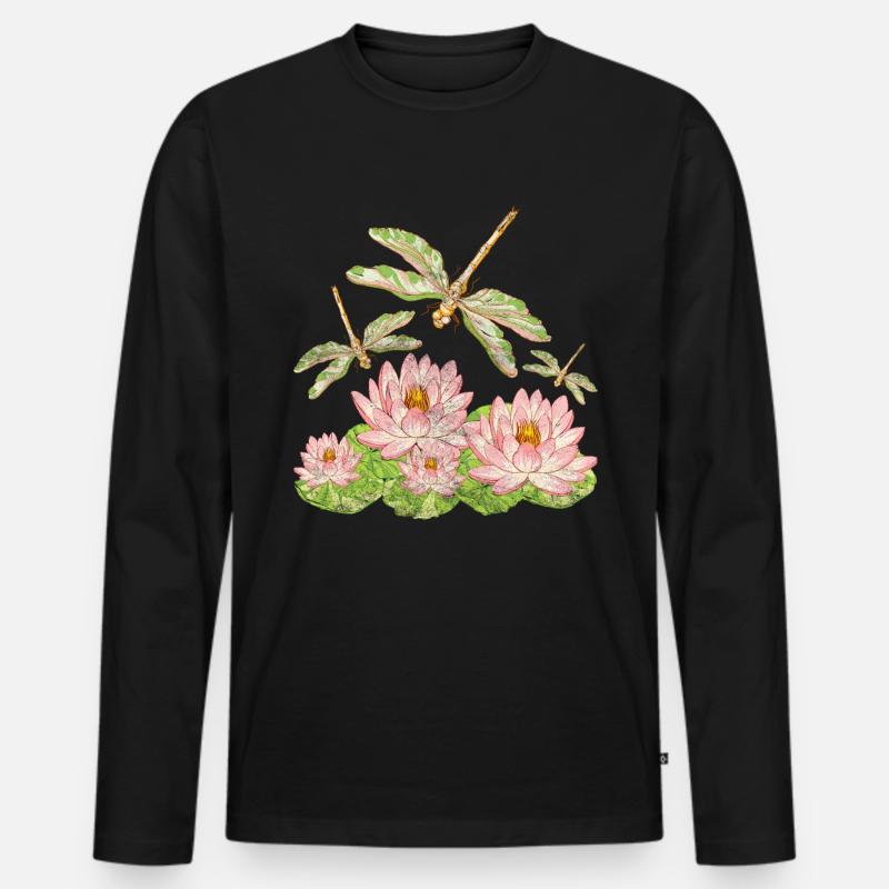 Libellen - Männer Premium Bio Langarmshirt - Schwarz
