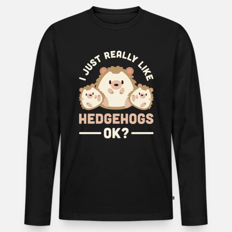 Igel - Männer Premium Bio Langarmshirt - Schwarz