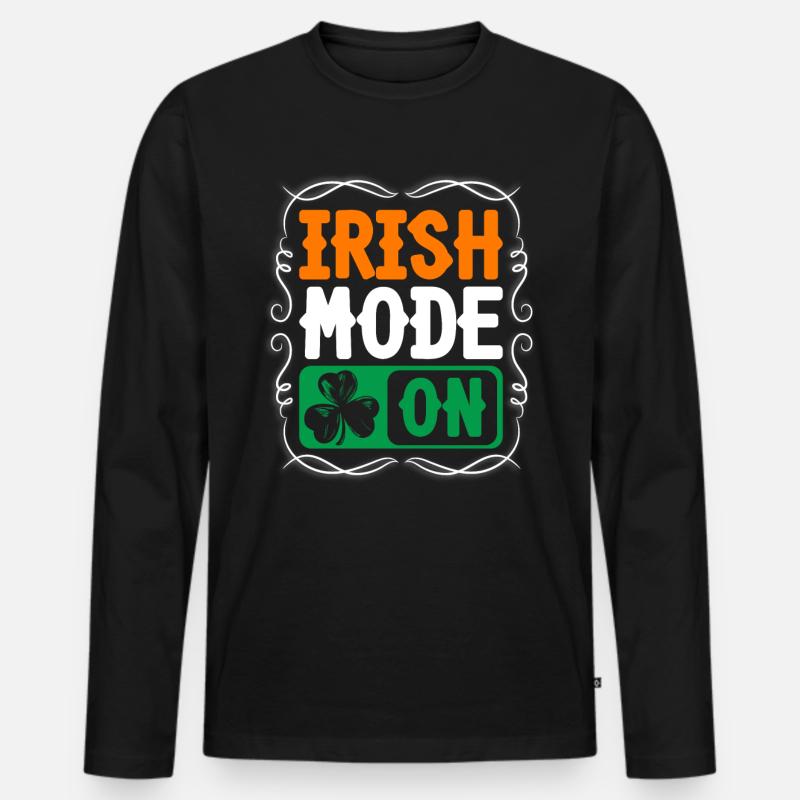 Irland Kinder - Männer Premium Bio Langarmshirt - Schwarz