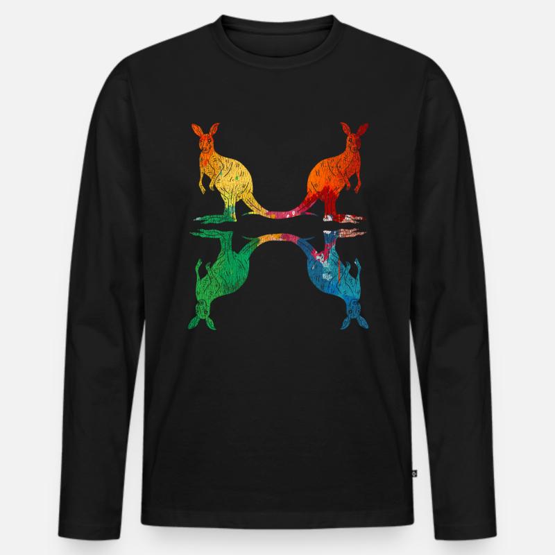 Känguru Australien - Männer Premium Bio Langarmshirt - Schwarz