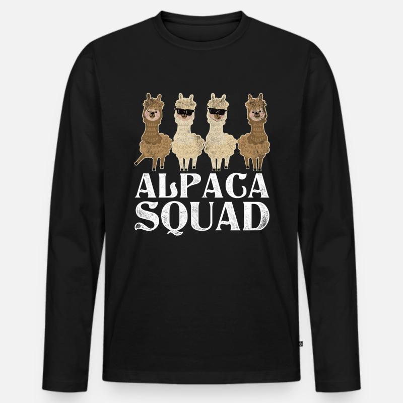 Alpaka Tier - Männer Premium Bio Langarmshirt - Schwarz
