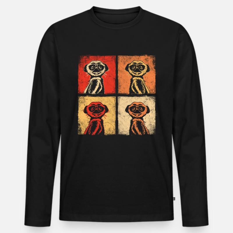 Erdmännchen Niedliches Tier Afrika - Männer Premium Bio Langarmshirt - Schwarz
