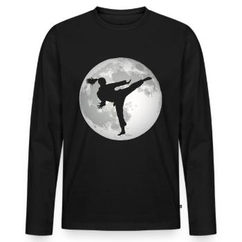 Fille de taekwondo - T-shirt manches longues Premium bio Homme - noir - Devant - Nico (187cm)