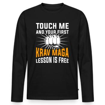 Krav Maga - T-shirt manches longues Premium bio Homme - noir - Devant - Nico (187cm)