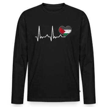 Coeur de Palestine - T-shirt manches longues Premium bio Homme - noir - Devant - Nico (187cm)