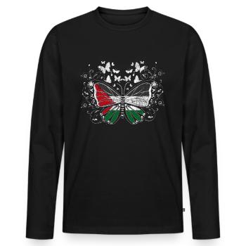 Papillon de Palestine - T-shirt manches longues Premium bio Homme - noir - Devant - Nico (187cm)