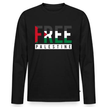 Liberté de Palestine - T-shirt manches longues Premium bio Homme - noir - Devant - Nico (187cm)