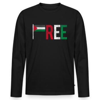 Palestine freedom - Men's Premium Organic Long Sleeve Shirt - black - Front - Nico (187cm)