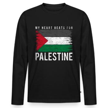 Palestine - Men's Premium Organic Long Sleeve Shirt - black - Front - Nico (187cm)