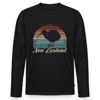 Neuseeland - Männer Premium Bio Langarmshirt - Schwarz - Vorne - Nico (187cm)