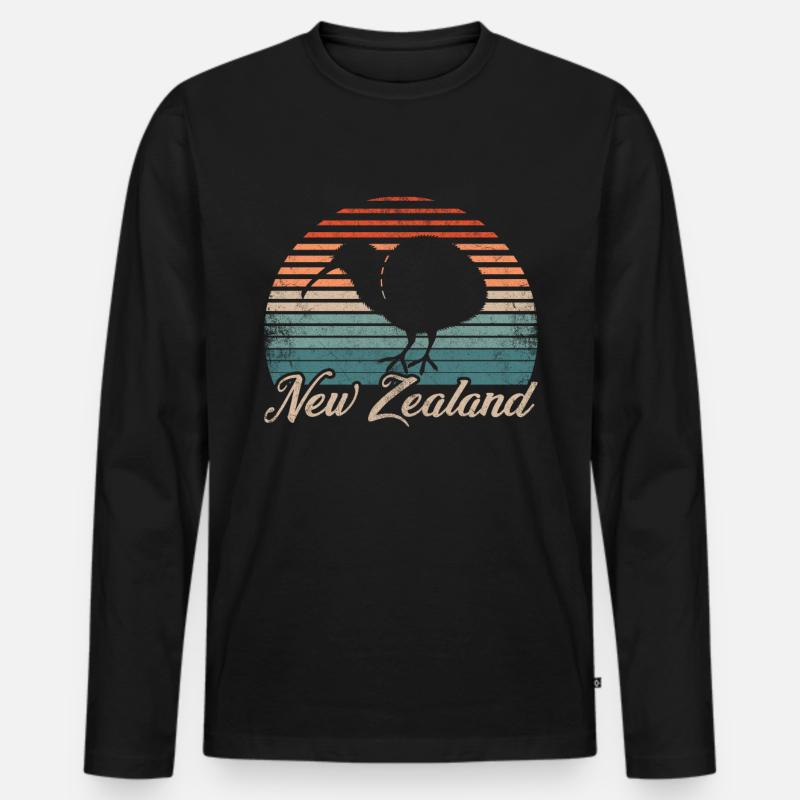 Neuseeland - Männer Premium Bio Langarmshirt - Schwarz