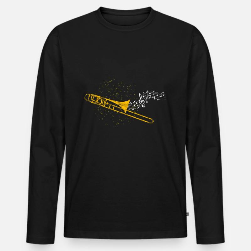 Posaune Orchester - Männer Premium Bio Langarmshirt - Schwarz