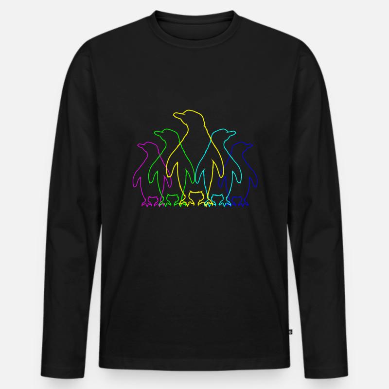 Pinguin Umweltschutz - Männer Premium Bio Langarmshirt - Schwarz