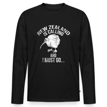 kiwi - Men's Premium Organic Long Sleeve Shirt - black - Front - Nico (187cm)