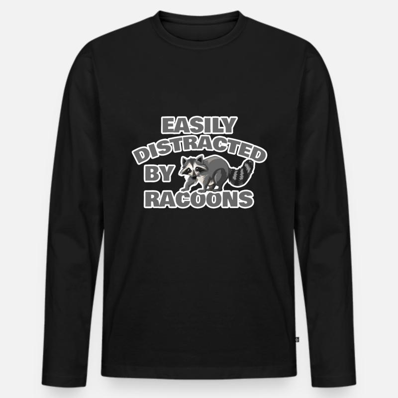 Waschbär Wald Bandit - Männer Premium Bio Langarmshirt - Schwarz