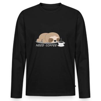 Sloth coffee animal - Men's Premium Organic Long Sleeve Shirt - black - Front - Nico (187cm)