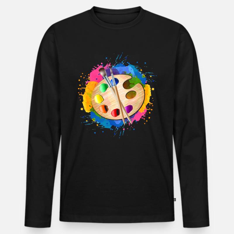 Malen - Männer Premium Bio Langarmshirt - Schwarz